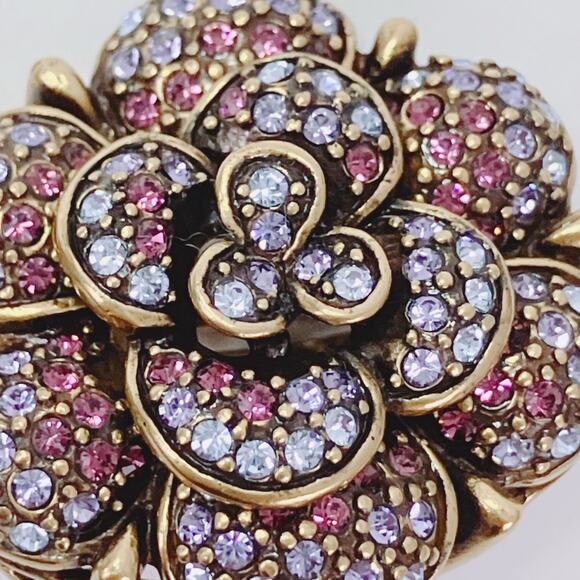 Signed Heidi Daus Swarovski Crystal Clip On Earrings Floral Flower Designer VTG - Picture 7 of 11